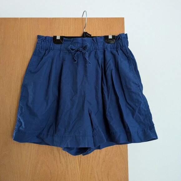 Uniqlo Linen Cotton Blend High Waisted Shorts - Light Blue Size Women's M - Picture 1 of 4